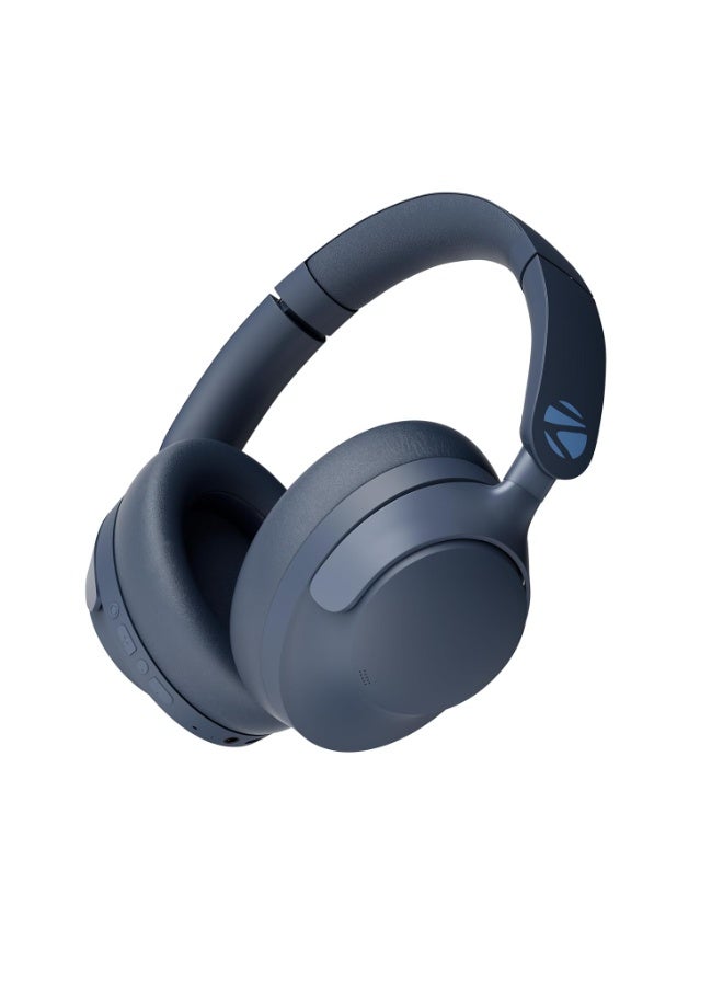 ZEBRONICS Silencio 111,Over Ear Wireless Headphone,Hybrid ANC (50dB),55*Hrs Backup,Transparency Mode,40mm Titanium Drivers,3 EQ Modes,ENC,Gaming Mode,Dual Pairing,Rapid Charge,Bluetooth v5.4 (Blue) - Image 1